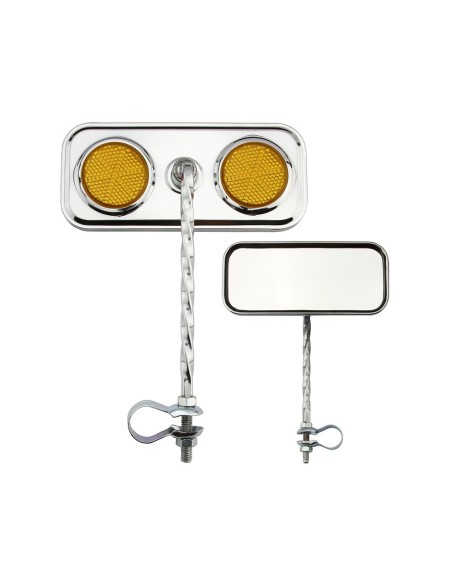Rectangle Square Twisted Mirror Chrome Amber Reflectors.